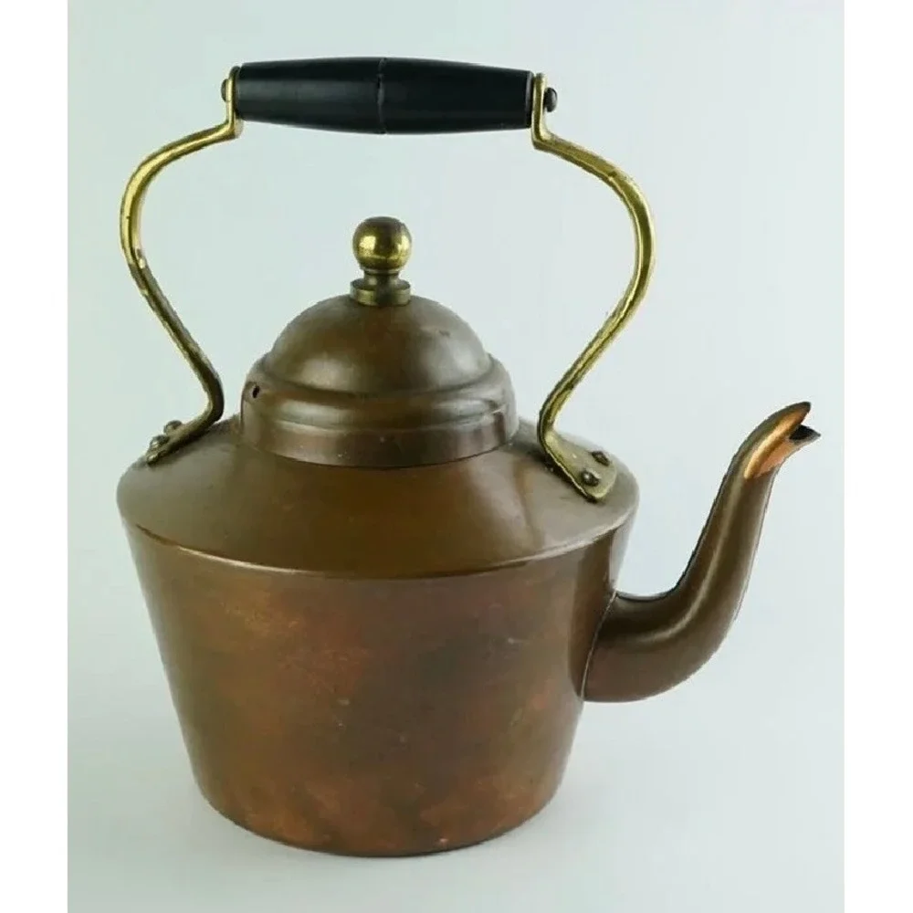 Copral Portugal Copper Tea Kettle Vintage Brass Handle Farmhouse Decor